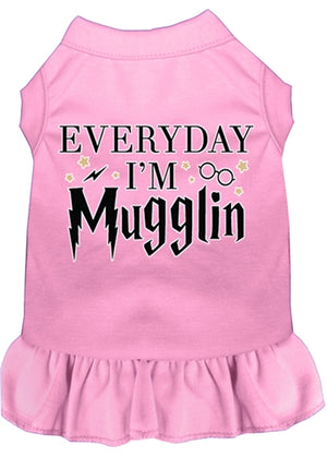 Everyday I'm Mugglin Screen Print Dog Dress in Many Colors - Posh Puppy Boutique