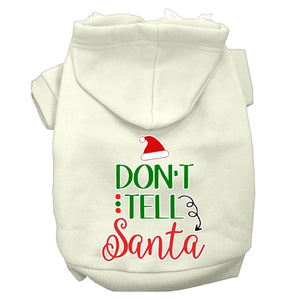 Don't Tell Santa Screen Print Dog Hoodie in Many Colors - Posh Puppy Boutique