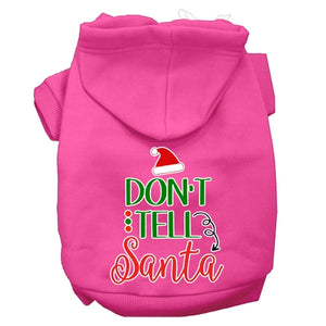 Don't Tell Santa Screen Print Dog Hoodie in Many Colors - Posh Puppy Boutique