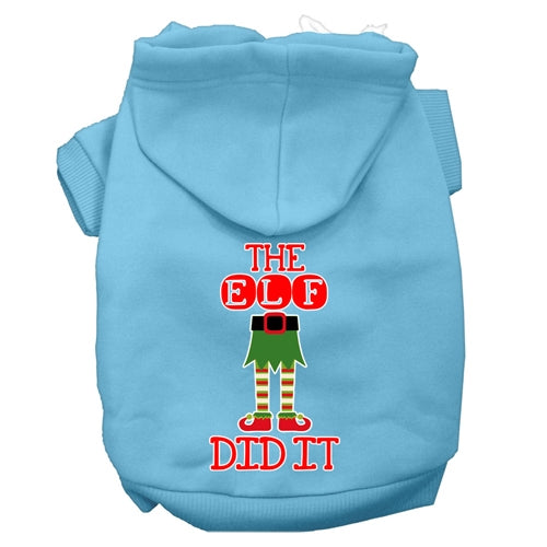 The Elf Did It Screen Print Dog Hoodie in Many Colors