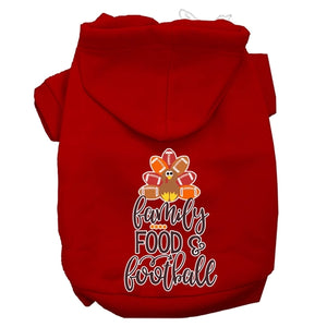 Family, Food, and Football Screen Print Dog Hoodie in Many Colors - Posh Puppy Boutique