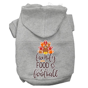 Family, Food, and Football Screen Print Dog Hoodie in Many Colors - Posh Puppy Boutique