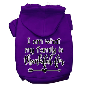 I Am What My Family is Thankful For Screen Print Dog Hoodie in Many Colors - Posh Puppy Boutique