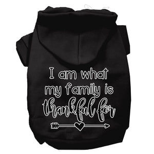 I Am What My Family is Thankful For Screen Print Dog Hoodie in Many Colors - Posh Puppy Boutique