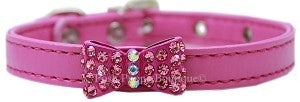 Bow-dacious Crystal Dog Leather Collar- Many Colors - Posh Puppy Boutique