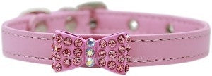 Bow-dacious Crystal Dog Leather Collar- Many Colors - Posh Puppy Boutique