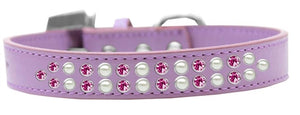 Two Row Pearl and Pink Crystal Dog Collar in Many Colors - Posh Puppy Boutique