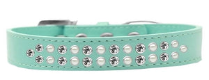 Two Row Pearl and Clear Crystal Dog Collar in Many Colors - Posh Puppy Boutique
