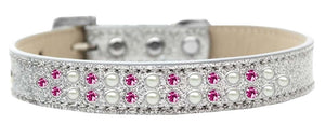 Two Row Pearl and Pink Crystal Ice Cream Dog Collar in Many Colors - Posh Puppy Boutique