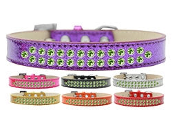 Two Row Lime Green Crystal Ice Cream Dog Collar in Many Colors
