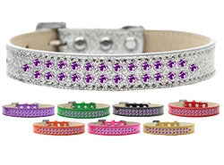 Two Row Purple Crystal Ice Cream Dog Collar in Many Colors