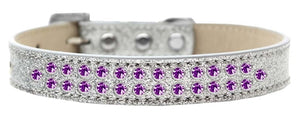 Two Row Purple Crystal Ice Cream Dog Collar in Many Colors - Posh Puppy Boutique