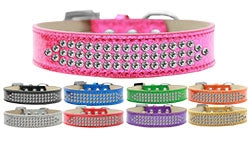 Three Row Clear Crystal Ice Cream Dog Collar in Many Colors