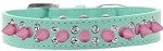 Double Crystal and Light Pink Spikes Dog Collar in Many Colors - Posh Puppy Boutique