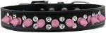 Double Crystal and Light Pink Spikes Dog Collar in Many Colors - Posh Puppy Boutique