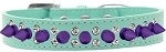 Double Crystal and Purple Spikes Dog Collar in Many Colors - Posh Puppy Boutique