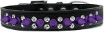 Double Crystal and Purple Spikes Dog Collar in Many Colors - Posh Puppy Boutique
