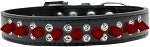 Double Crystal and Red Spikes Dog Collar in Many Colors - Posh Puppy Boutique