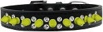 Double Crystal and Neon Yellow Spikes Dog Collar in Many Colors - Posh Puppy Boutique