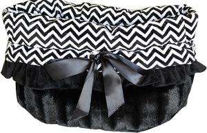 Reversible 3-in-1 Snuggle Bug Bed Carrier - Black Chevron - Posh Puppy Boutique