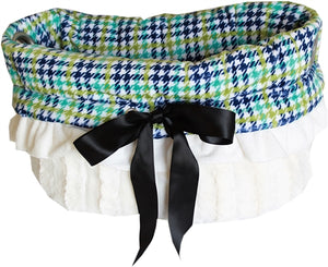 Reversible 3-in-1 Snuggle Bug Bed Carrier - Aqua Plaid - Posh Puppy Boutique