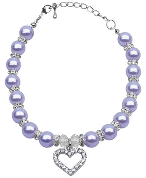 Heart and Pearl Necklace- Lavender - Posh Puppy Boutique
