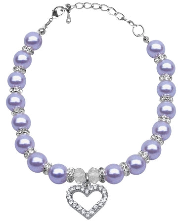Heart and Pearl Necklace- Lavender