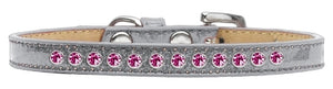 Ice Cream Collar Collection Bright Pink Crystal Leather Puppy Collar- Many Colors - Posh Puppy Boutique