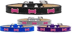 Ice Cream Collar Collection Pink Bone Widget Leather Collar - Many Colors - Posh Puppy Boutique