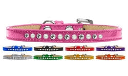 Ice Cream Collar Collection Pearl and Clear Crystal Leather Puppy Collar- Many Colors - Posh Puppy Boutique