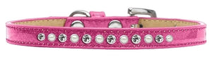 Ice Cream Collar Collection Pearl and Clear Crystal Leather Puppy Collar- Many Colors - Posh Puppy Boutique