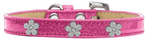 Ice Cream Collar Collection Silver Flower Widget Leather Collar - Many Colors - Posh Puppy Boutique