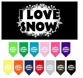 I Love Snow Screen Print Bandana- Many Colors - Posh Puppy Boutique