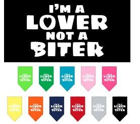 I'm a Lover Not a Biter Screen Print Bandana in Many Colors - Posh Puppy Boutique