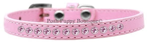 Light Pink Crystal Leather Puppy Collar- Many Colors - Posh Puppy Boutique