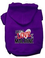 Just a Love Machine Screen Print Dog Hoodie in Many Colors - Posh Puppy Boutique