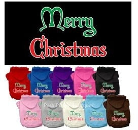 Merry Christmas Screen Print Pet Hoodie- Many Colors