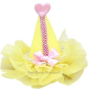 Pearl-Wrapped Party Hat Clip-on- Yellow