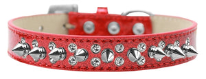 Punk Rock Ice Cream Collar Double Crystal and Silver Spikes in Many Colors - Posh Puppy Boutique