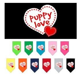 Puppy Love Screen Print Bandana in Many Colors - Posh Puppy Boutique