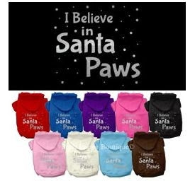 Santa Paws Screen Print Pet Hoodie- Many Colors - Posh Puppy Boutique