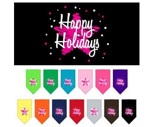 Scribble Happy Holidays Screen Print Bandana- Many Colors - Posh Puppy Boutique