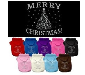 Shimmer Christmas Tree Screen Print Pet Hoodie- Many Colors - Posh Puppy Boutique