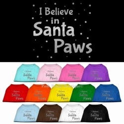 Santa Paws Screen Print Dog Shirt- Many Colors
