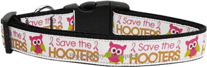 Save the Hooters Breast Cancer Awareness Nylon Ribbon Dog Collar - Posh Puppy Boutique