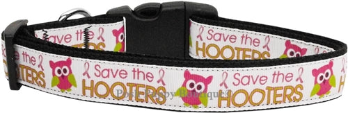 Save the Hooters Breast Cancer Awareness Nylon Ribbon Dog Collar