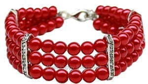 Three Row Pearl Necklace- Red - Posh Puppy Boutique