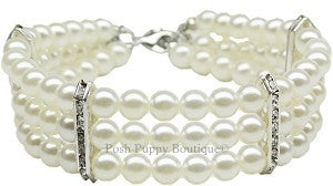 Three Row Pearl Necklace- White