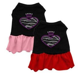 Zebra Heart Rhinestone Dress- 2 Colors - Posh Puppy Boutique