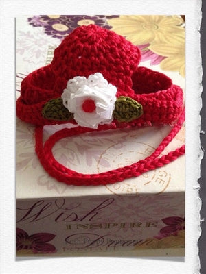 Couture Knit Hat- Little Red Bonnet - Posh Puppy Boutique